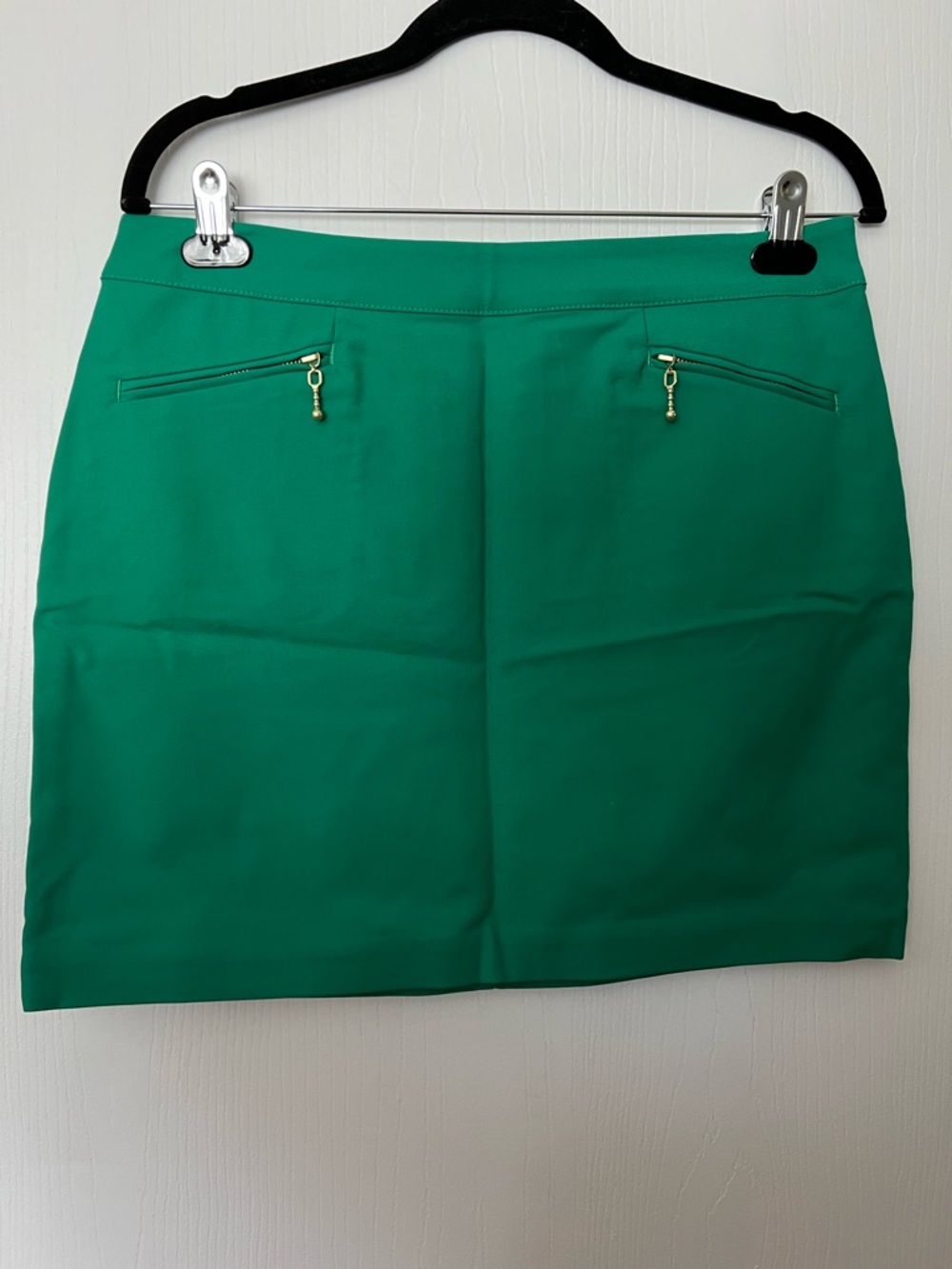 H&M Emerald Green Mini Skirt with Gold Zippers
